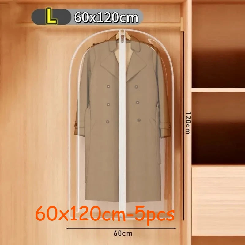 1-10PC Clothes Hanging Dust Cover Wedding Dress Cover Suit Coat Storage Bag Transparent Fully Enclosed Clothes Cover with Zipper