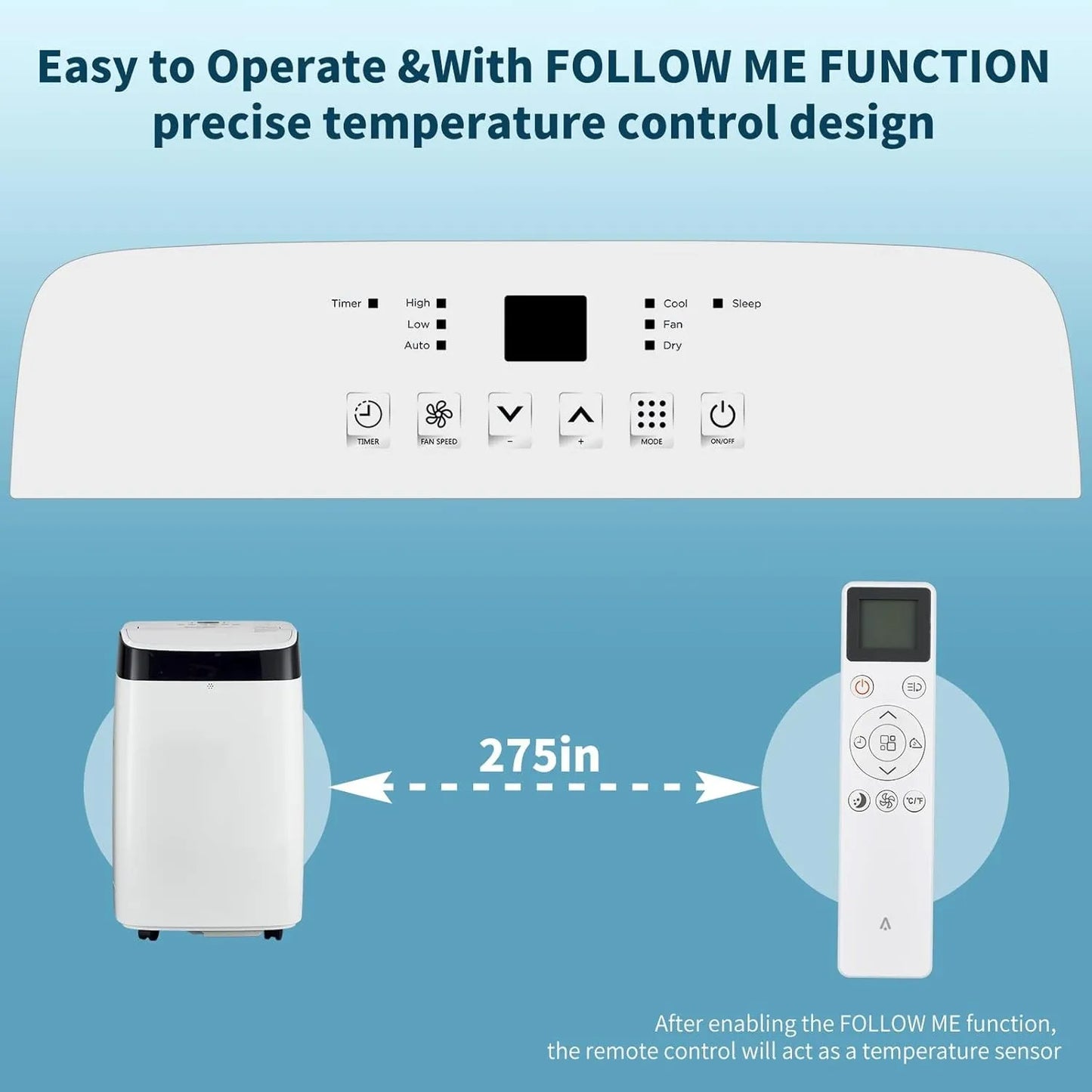 High-concerned 10000 BTU Portable Air Conditioner Dehumidifier 24H Timer
