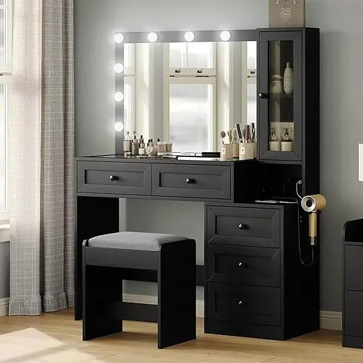 Vanity Desk With Mirror And 11 Lights Modern Makeup Table