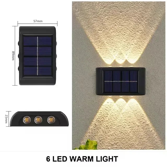 2/4/6 Led Solar Lights Outdoor Waterproof Atmosphere Up And Down Wall Lamp Solar Energy Lighting For Garden Yard Street Decor