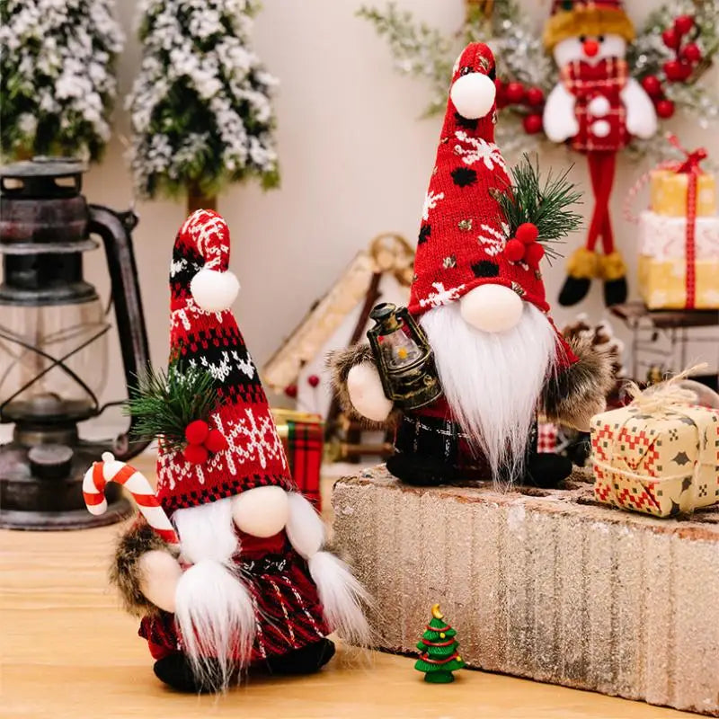 Christmas Plush Gnomes Dolls Red Knitted Suit Faceless Doll Nordic Xmas Elf Doll Ornaments Home Christmas Decorations Party Gift