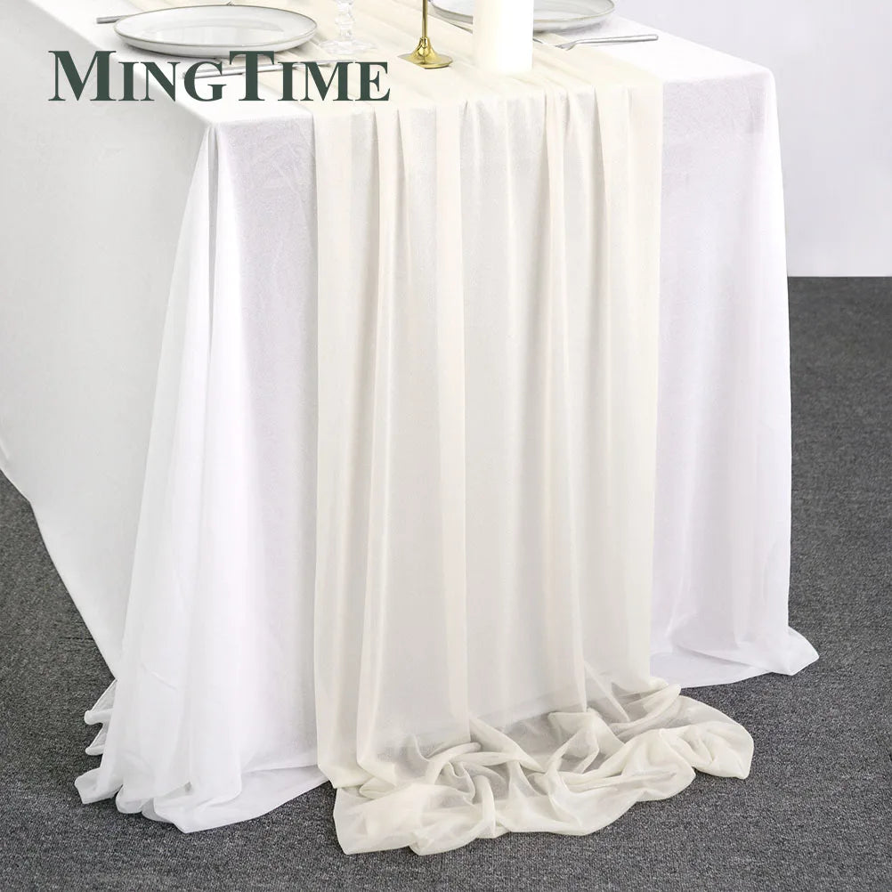 Table Runner Sheer Chiffon-like Boho Wedding Party Bridal Birthday Christmas Decorations Peach Khaki White Gold Green Color etc.