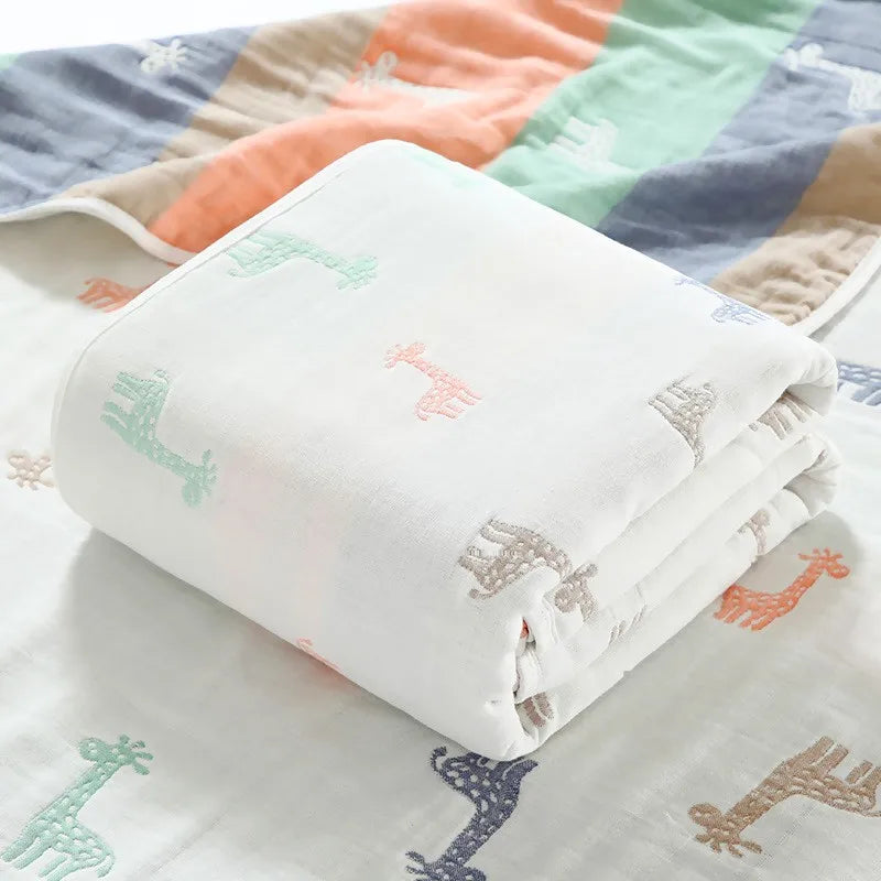 Muslin Baby Blankets Children 6 layers Gauze Cotton Soft Quilt Newborn Infant Swaddle Towel Kids Bath Towel 110*110cm