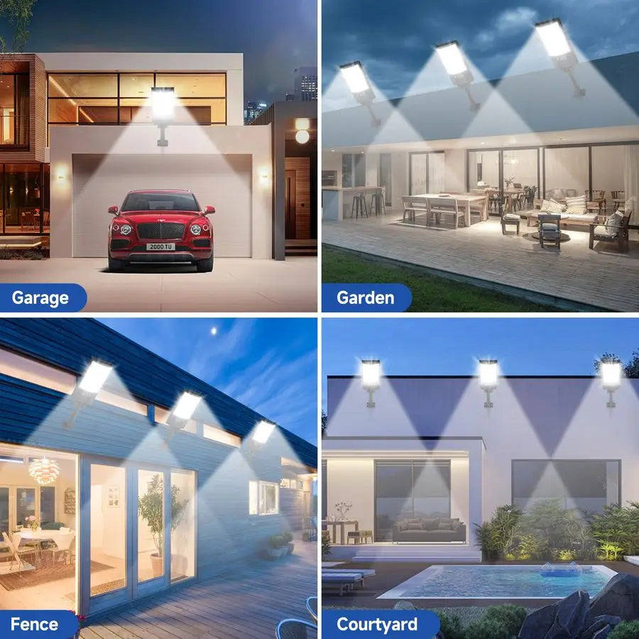 Street Lights Outdoor, Waterproof Motion Sensor Solar Lights with Remote Control, 6500K Dusk to Dawn Parking Lot Flood Light for