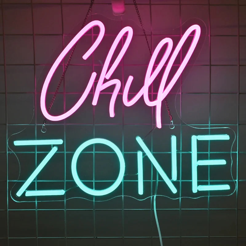 Chill Zone Neon Signs Custom For Lounge Game Room Bar Man Cave Bedroom Wall Art Decor 5/12V USB Powered Dimming Led Neon Sign