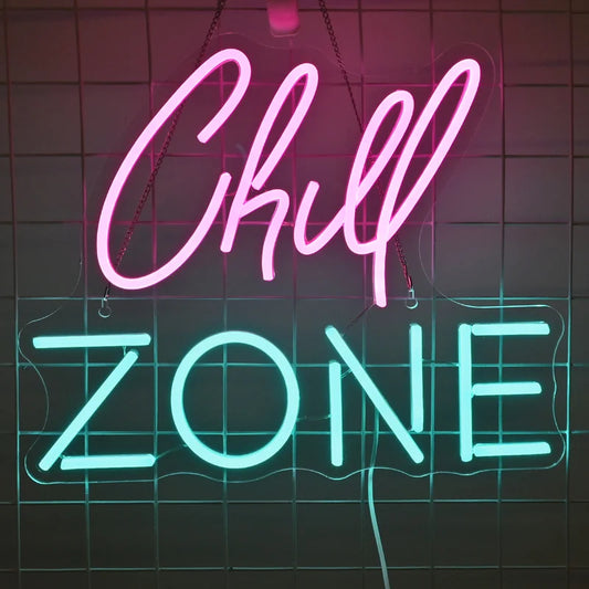 Chill Zone Neon Signs Custom For Lounge Game Room Bar Man Cave Bedroom Wall Art Decor 5/12V USB Powered Dimming Led Neon Sign