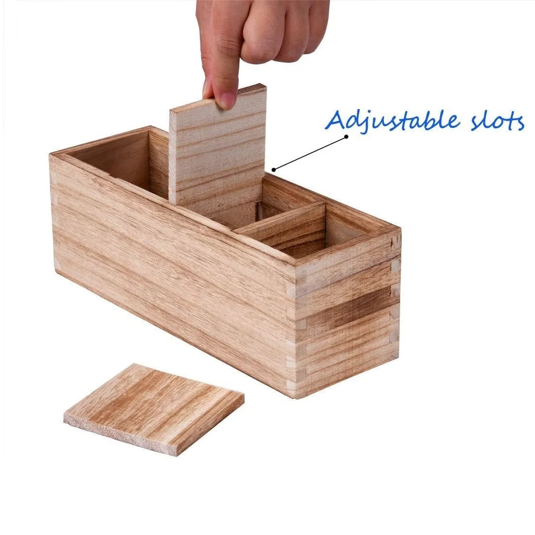 Wood Cutlery Caddy Kitchen Utensil Organizer with 4 Compartments Silverware Storage Kitchen Countertop Flatware Organizer