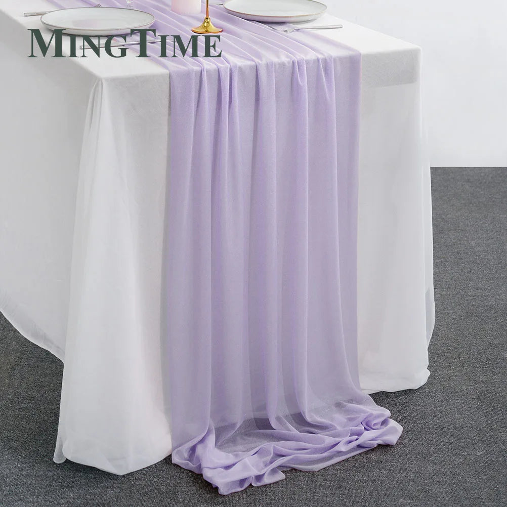 Table Runner Sheer Chiffon-like Boho Wedding Party Bridal Birthday Christmas Decorations Peach Khaki White Gold Green Color etc.