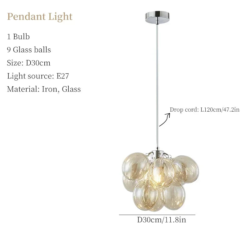 Modern Simplicity Grape Balloon-shaped LED Pendant Light Art Creative Indoor Lamps for Living Room Home Decoration Chandelier