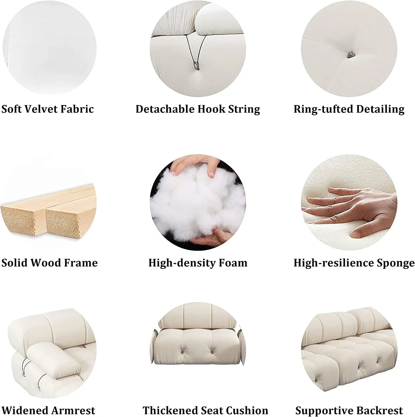 Sdorens Minimalist Velvet Modular Sectional Sofa Set