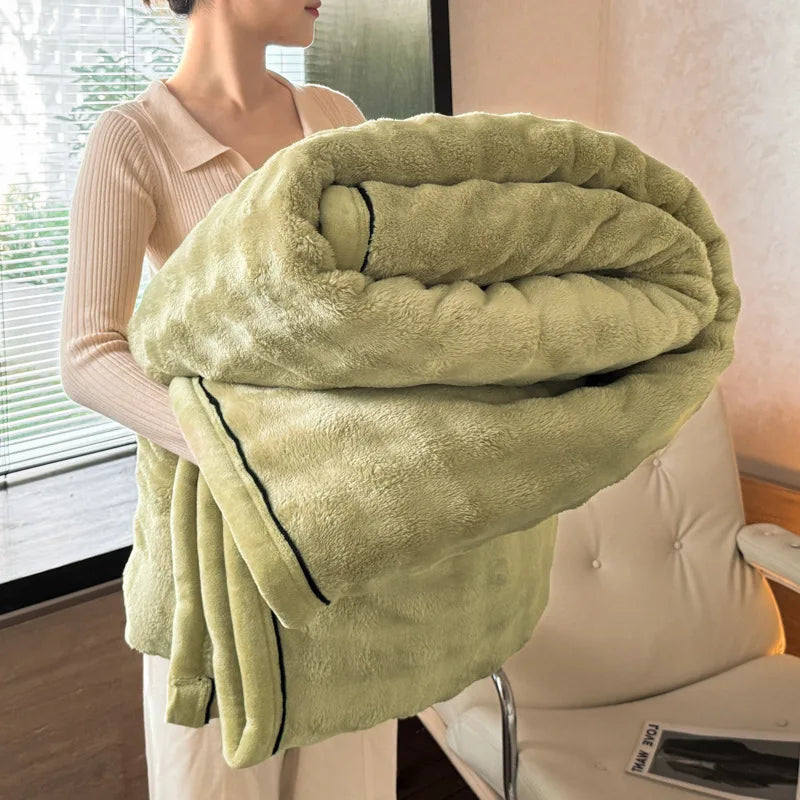 Bubble Imitation Rabbit Fur Throw Blanket Solid Double Sided Plush Blankets for Sofa Bed Spring Autumn Warm Office Nap Blanket