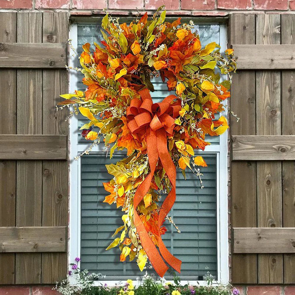 Shunmaii Thanksgiving Farmhouse Wreath Autumn Maple Leaf Decor Indoor