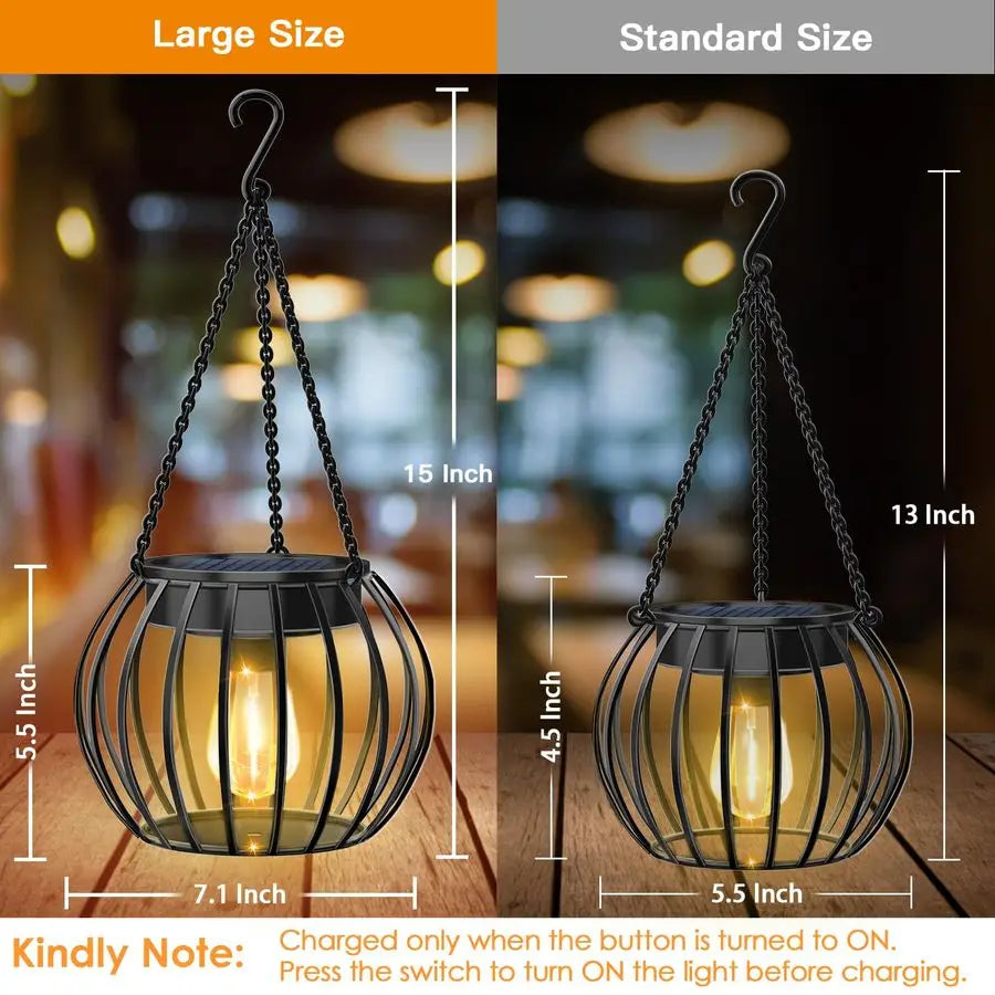 2 Pack 15 Solar Lights Outdoor Decorative Metal Solar Lanterns Outdoor Waterproof Hanging Lights for Outside Lanterns for Garden