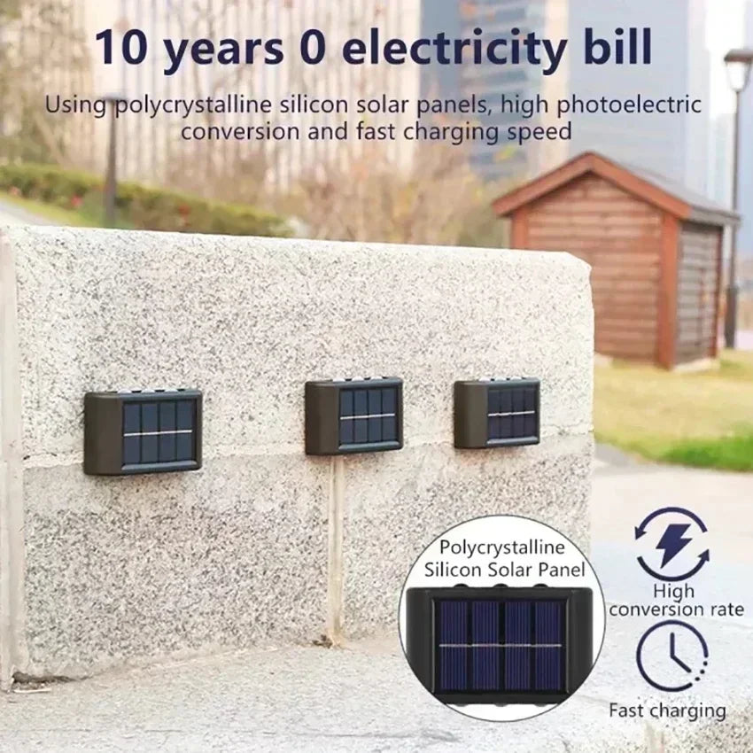 2/4/6 Led Solar Lights Outdoor Waterproof Atmosphere Up And Down Wall Lamp Solar Energy Lighting For Garden Yard Street Decor