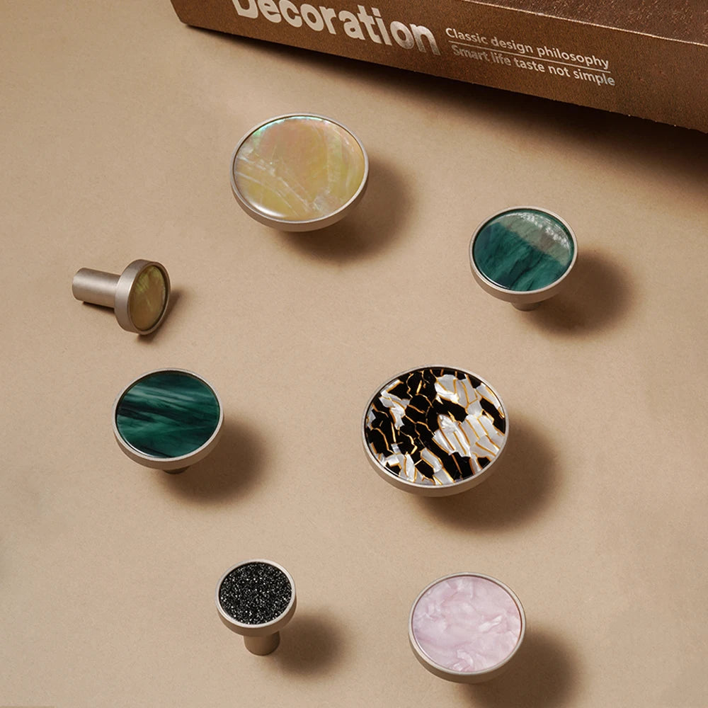 Dooroom Brass Furniture Handles Shell Simple Nordic Pastoral Wardrobe Dresser Knobs Cupboard Cabinet Drawer Round Colorful Pulls