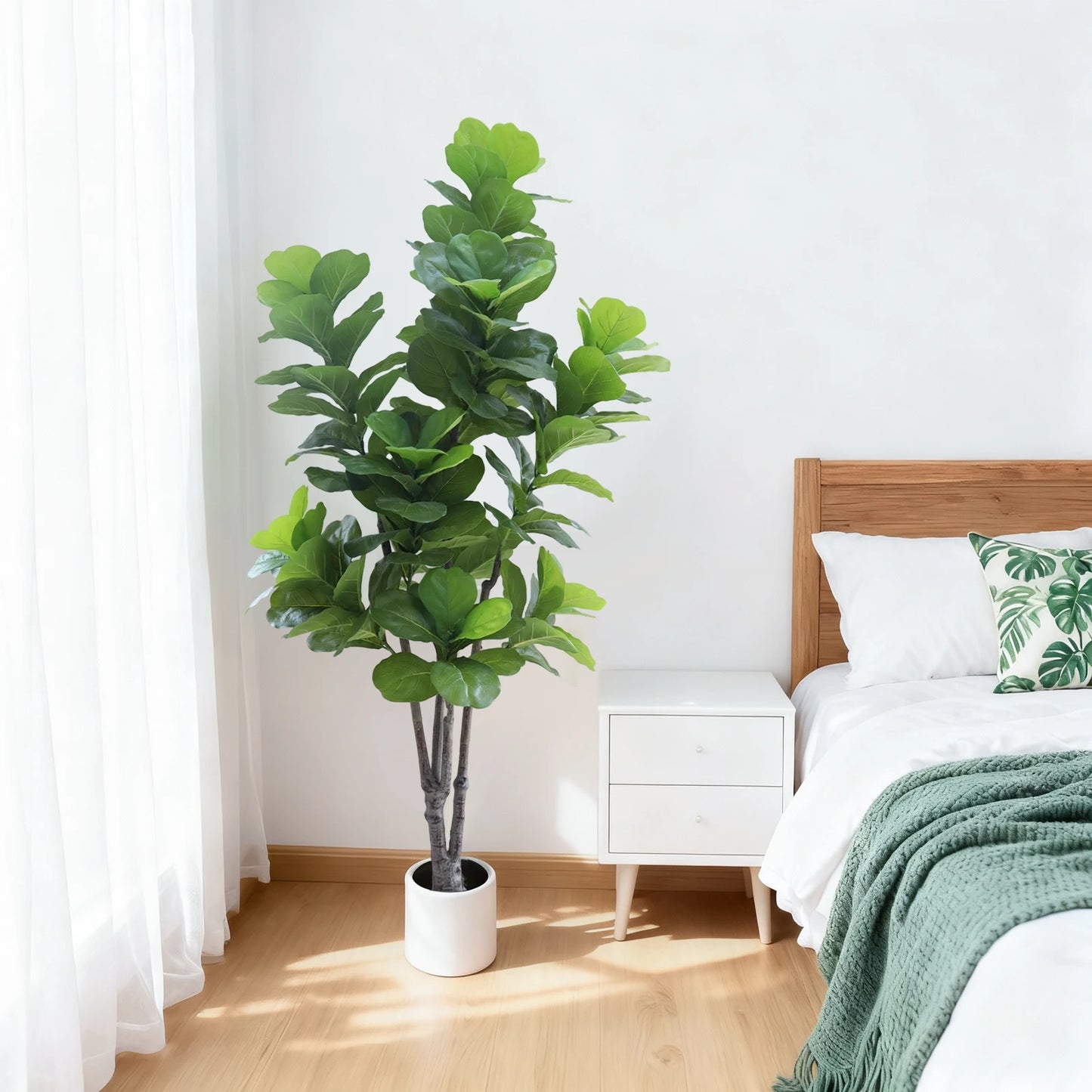 TWISTER Artificial Fiddle Leaf Fig Tree With Pot Indoor Use