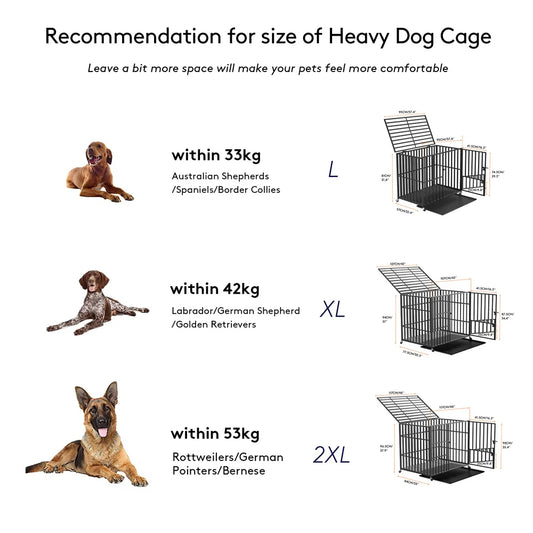 BORWARTH Iron Heavy Duty Dog Crate with Lockable Wheels Tray