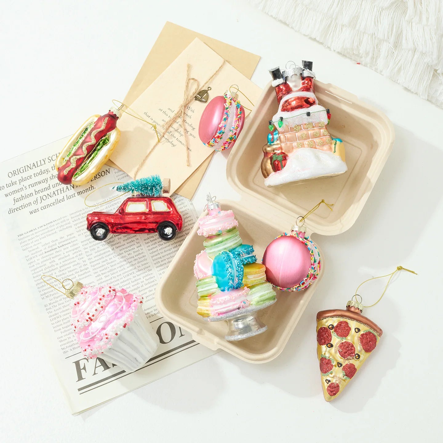New Shaped Glass Christmas Ball Christmas Tree Pendant Colorful Macaron Cake Painted Ball Christmas Decorations
