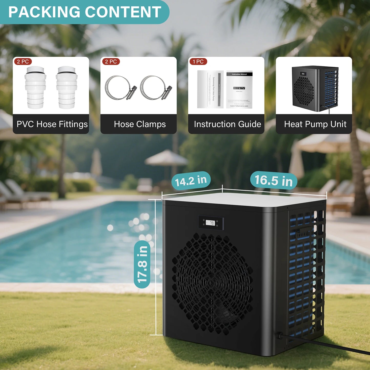 16000 BTU Above Ground Pool Heater With Titanium HX 110V