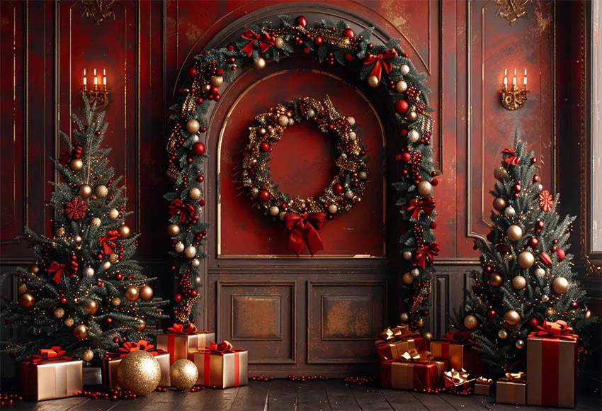 Mehofond Photography Backdrop Green Wall Christmas Trees For Kids Family Holiday Party Window Grunge Background Photo Studio