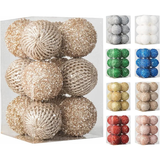 Christmas Ball Ornaments Glitter Shatterproof Hanging Xmas Decorations Wedding