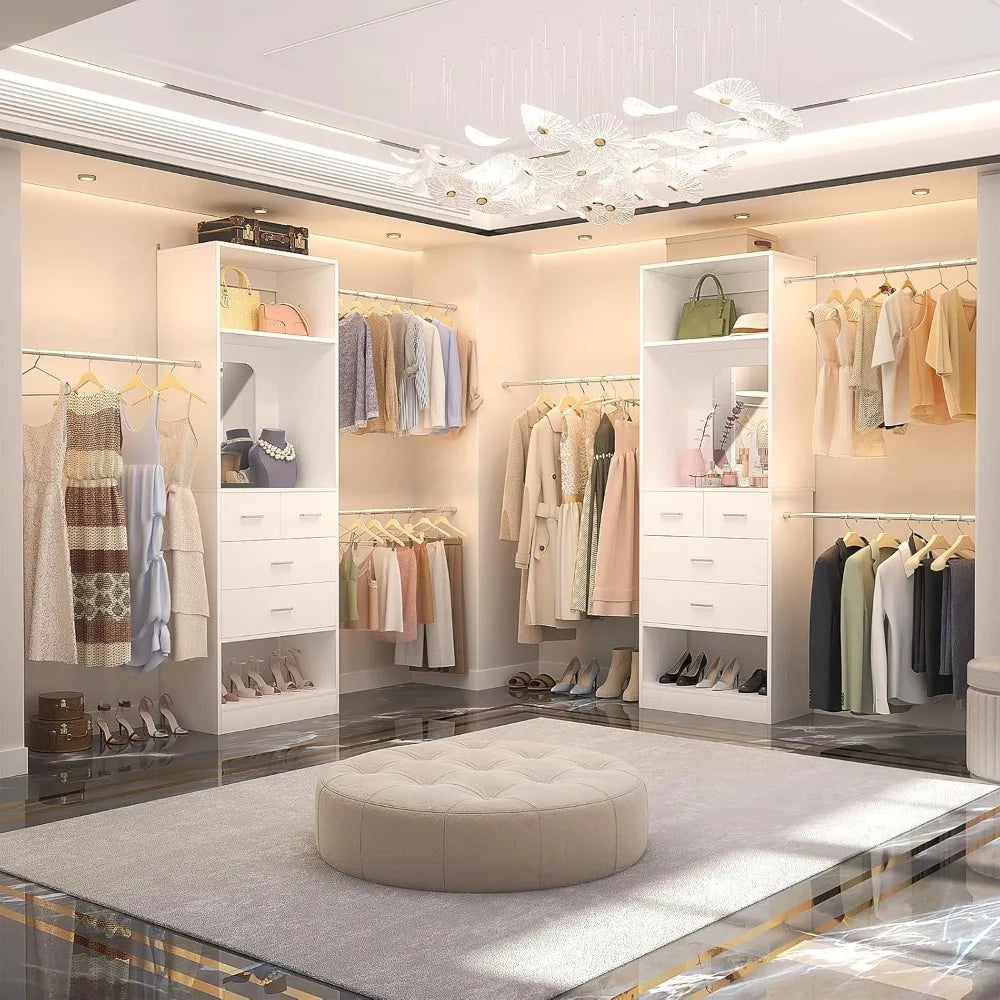Walk In Closet Organizer Kit With Tower And Extendable Rods
