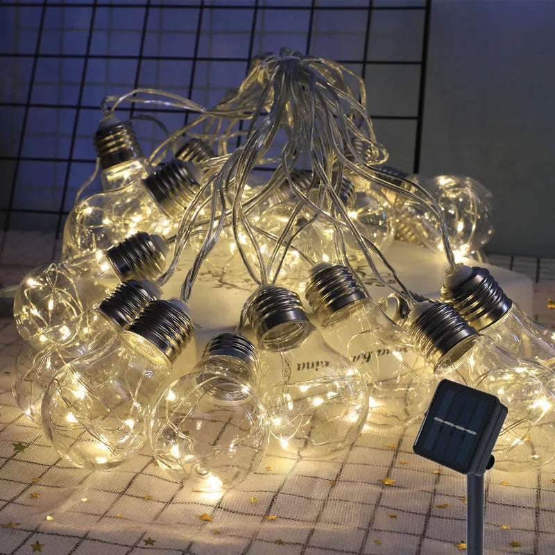 Outdoor Hanging LED Solar Lights IP44 Waterproof 30 Bulbs For Party Garden Home Patio Camping Decor Solar Lamp Bulb