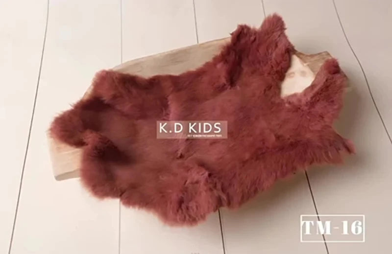 Newborn Photography Props Natural Rabbit Fur Rug Baby Photo Blankets Studio Infant Posing Basket Filled Background Accessories