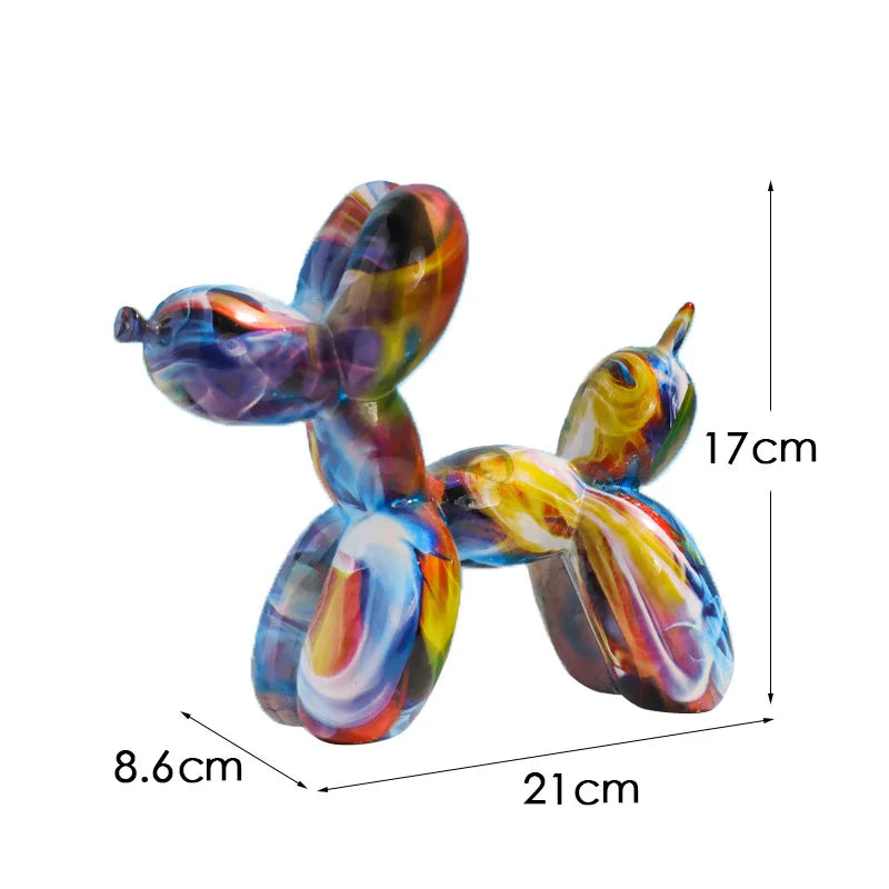 Whimsical Water-Transfer Balloon Dog Sculpture-Dazzling Graffiti Art Decor for Living Room/Entryway,Vibrant TV Stand Centerpiece