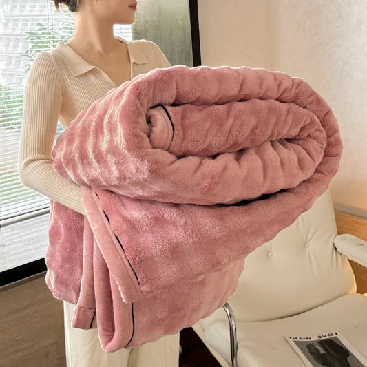 Bubble Imitation Rabbit Fur Throw Blanket Solid Double Sided Plush Blankets for Sofa Bed Spring Autumn Warm Office Nap Blanket
