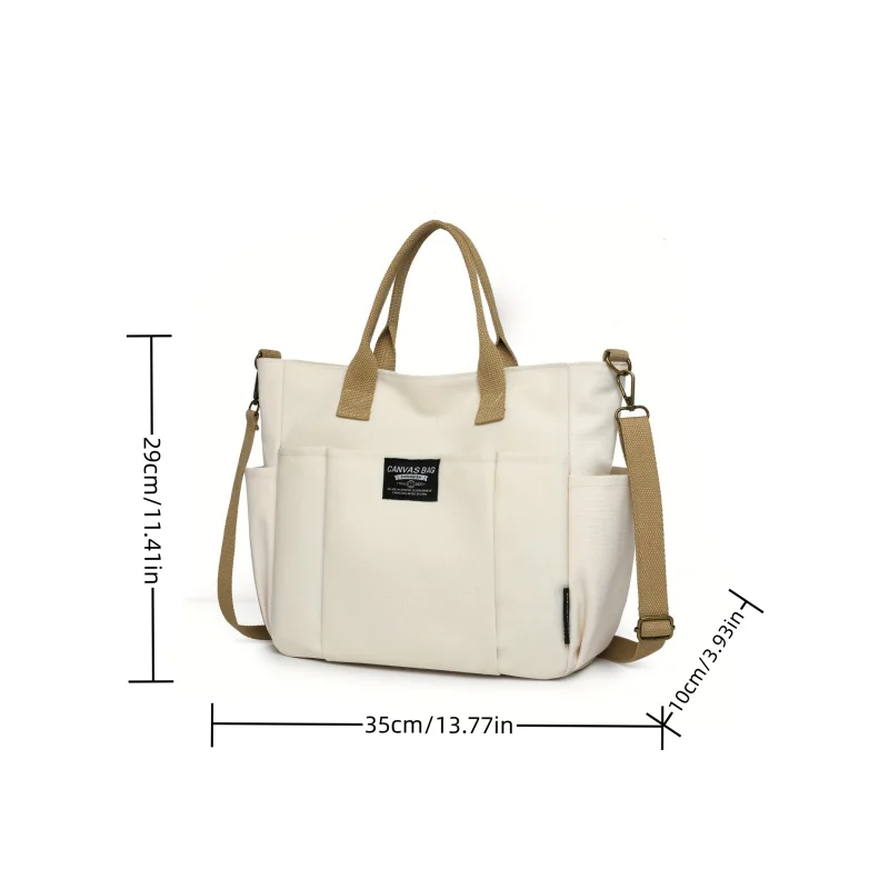 Nylon Multi Pocket Tote Bag With Casual Crossbody Design