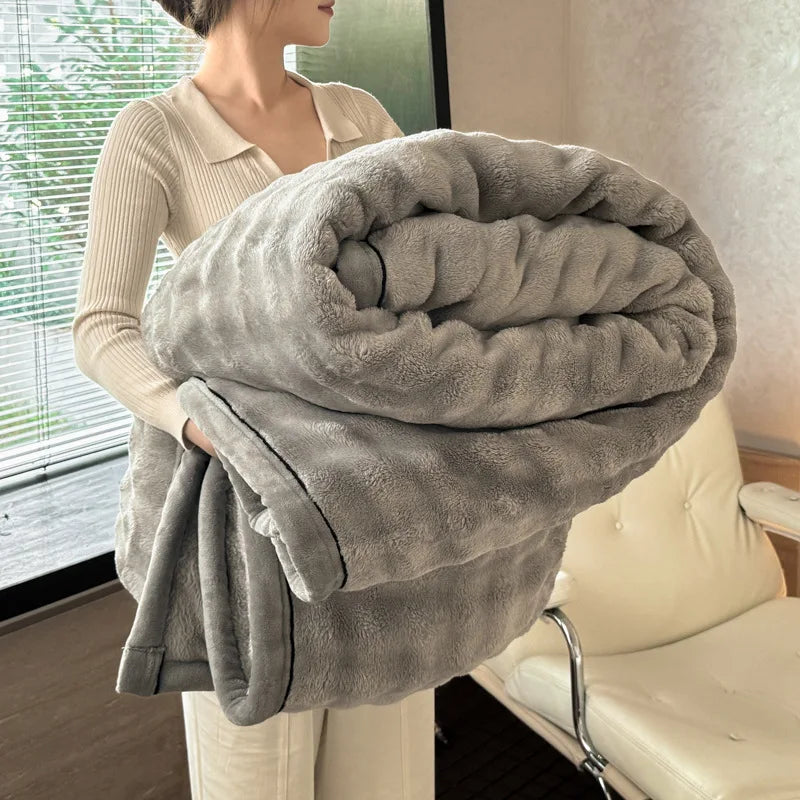 Bubble Imitation Rabbit Fur Throw Blanket Solid Double Sided Plush Blankets for Sofa Bed Spring Autumn Warm Office Nap Blanket