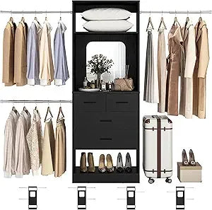 Walk In Closet Organizer Kit With Tower And Extendable Rods