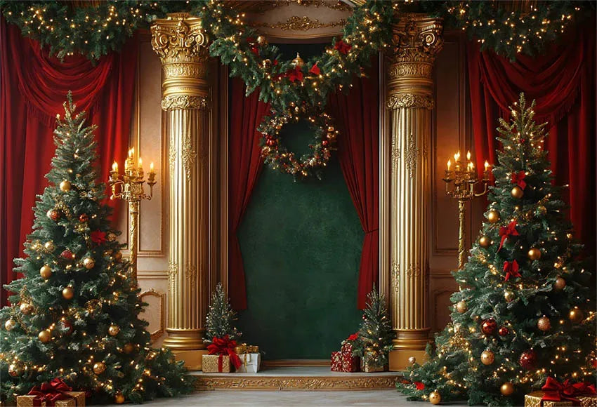 Mehofond Photography Backdrop Green Wall Christmas Trees For Kids Family Holiday Party Window Grunge Background Photo Studio