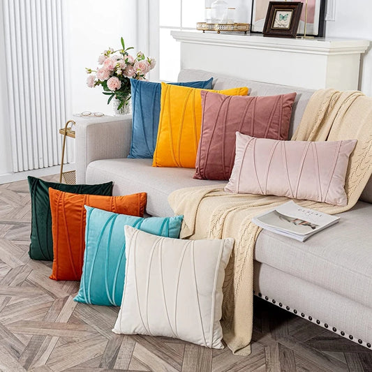 Velvet Fall Pillow Covers Mustard Yellow Throw Pillow Covers Decorative Pillow Covers Cushion Case Cozy Modern Fall Decor Pillow