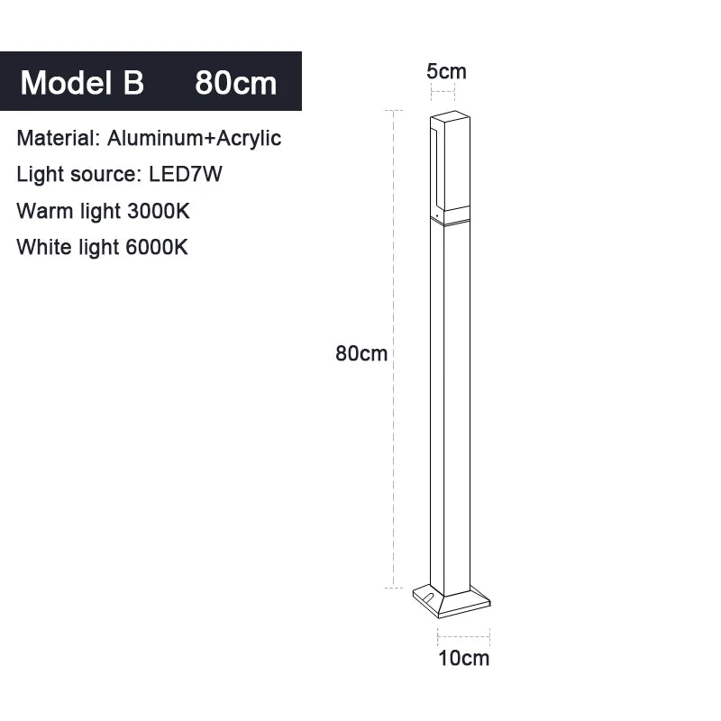 Waterproof IP65 LED Lawn Light 110V 220V Aluminum Acrylic Street light 30 40 60 80 100CM For Garden Courtyard Villa Lighting