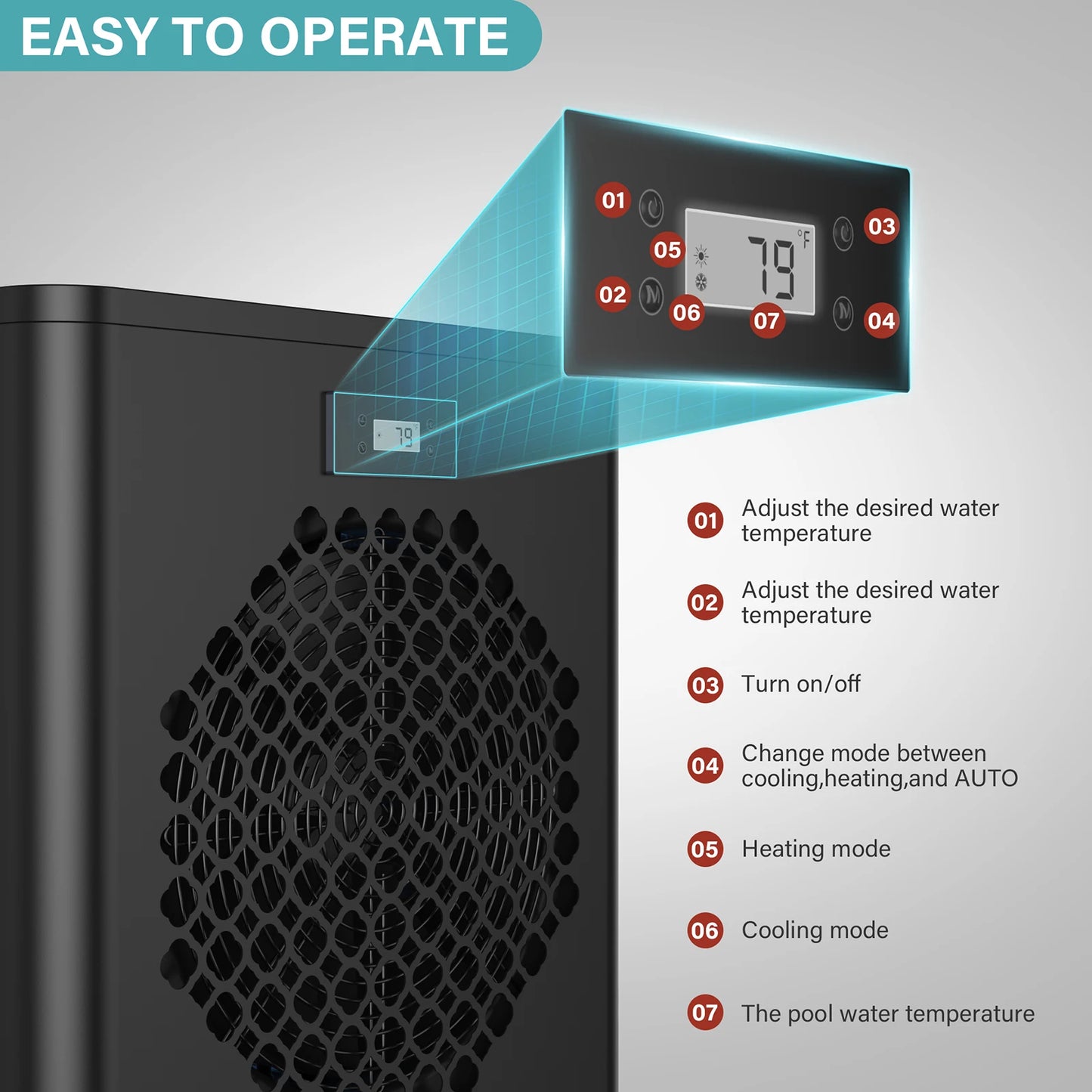 16000 BTU Above Ground Pool Heater With Titanium HX 110V