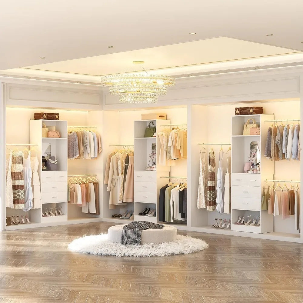 Walk In Closet Organizer Kit With Tower And Extendable Rods
