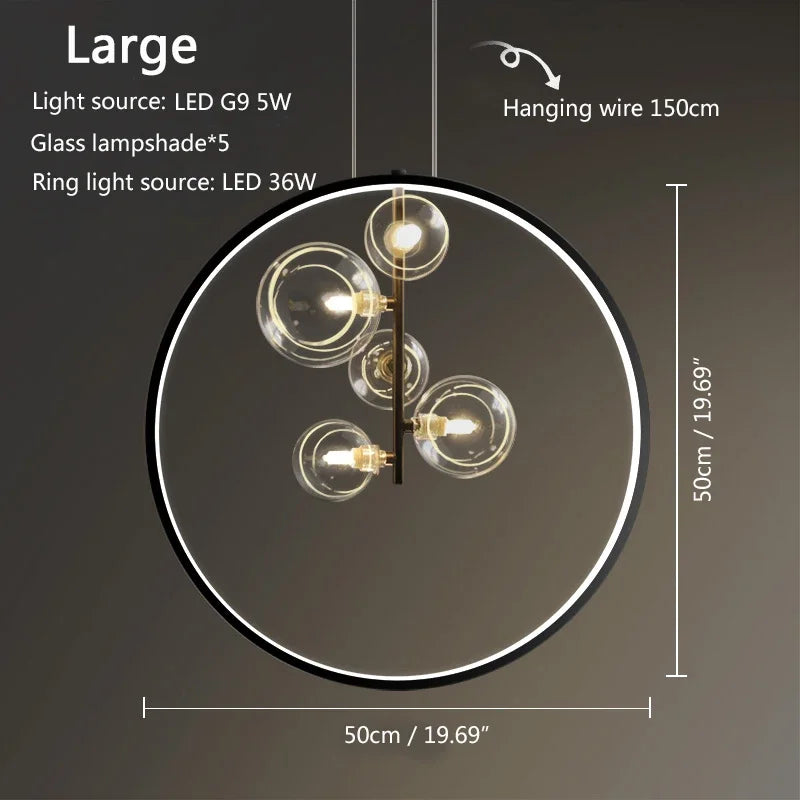 Round Glass Bubbles Chandelier For Living Room Dining Room Kitchen Table Bedroom Modern Glass Ball Pendant Lights Black