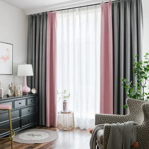 Nordic Light Luxury Meteor Cotton Linen Stitching Curtains Blackout Curtains for Living Room Bedroom Finished Customization