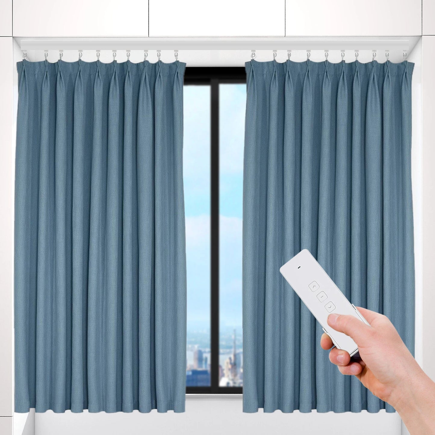 Motorized Curtain Rail W/ Remote & App Control , Smart Electric Curtain Track Compatible W/ Alexa Google Home