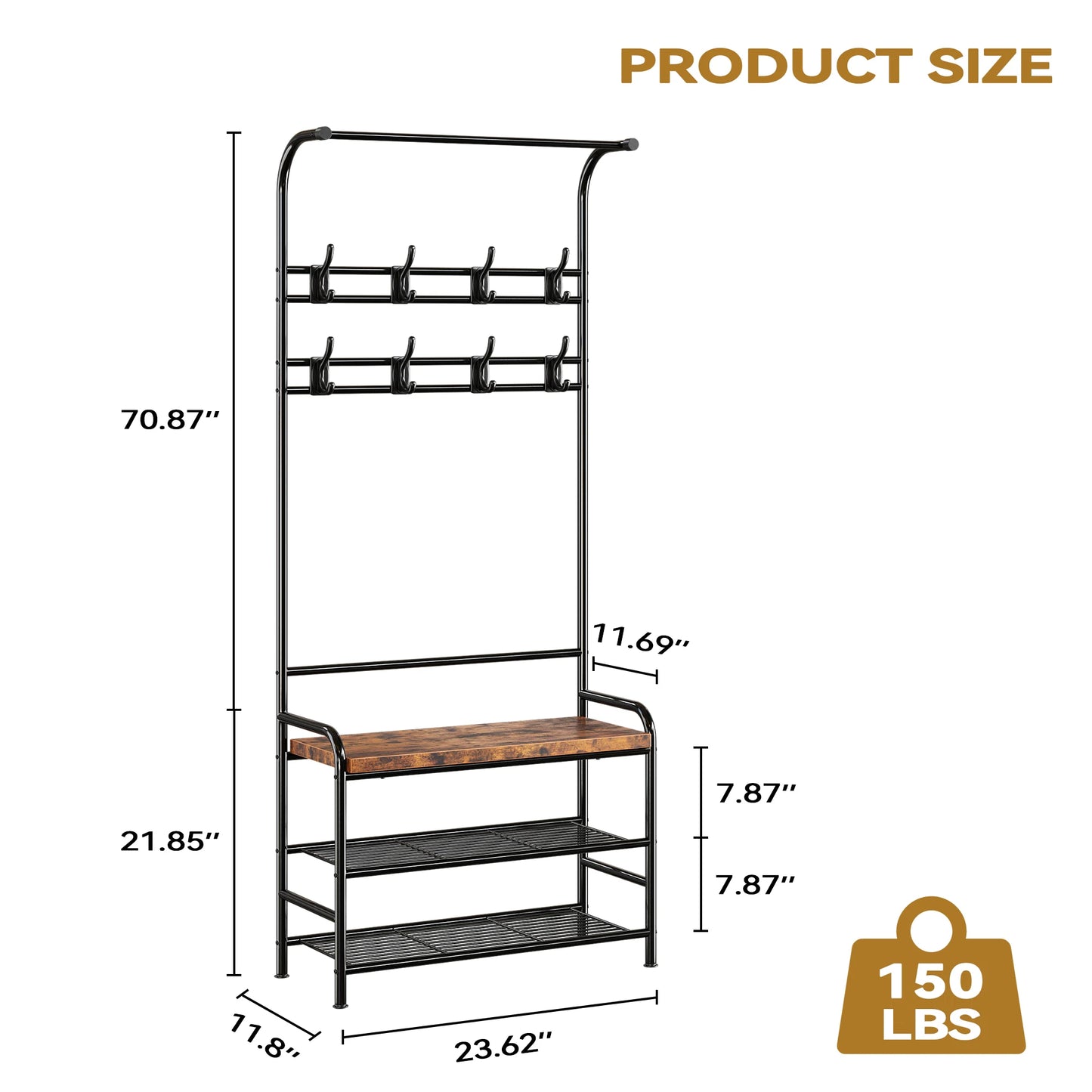 Three In One Hall Tree With Shoe Rack And Coat Hooks