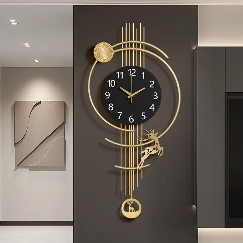 Luxury Modern Minimalist Wall Clock Living Room Large Creative Metal Silent Creative Round Kitchen Dining Room Wall Art Decor