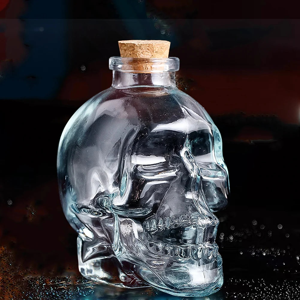D2 Skull Decanter Glass Whiskey Wine Drinking Bottle Cup Perfume Magic Antidote Bottle Cork Stopper Witch Prop Halloween Decor