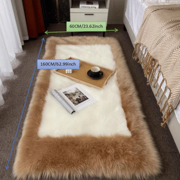 NONECN Soft Fluffy Sheepskin Rug Non Slip Machine Washable