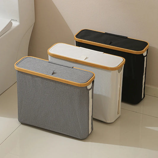 Toilet Paper Storage Basket With Transparent Window Lid Bathroom Organizer