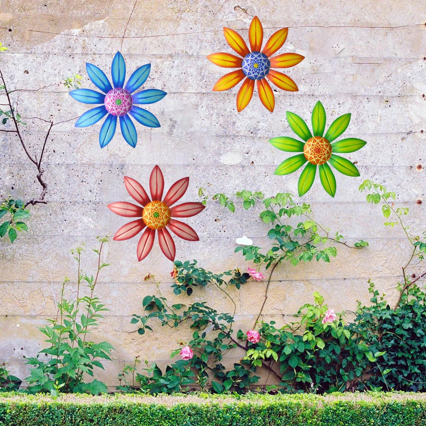 Sunflower Wall Art Decor: 6.5'' Metal Sunflower for Home Office, Garden, Patio, Wedding, Party, Fence, Wall Art, Wall Sculptures