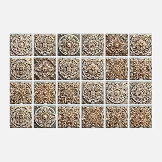 24 Piece Peel And Stick Tile Sticker Set For PVC Backsplash