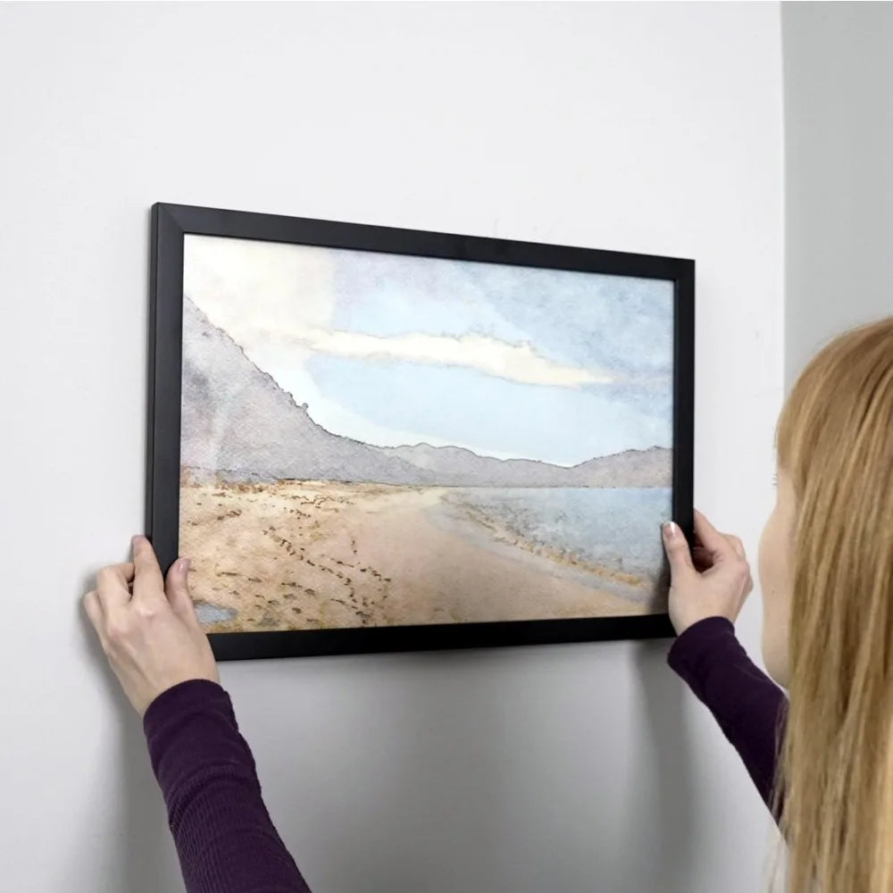 48x16 Inch Black Wood Picture Frame with UV Acrylic and Hanging Hardware for Photos and Art