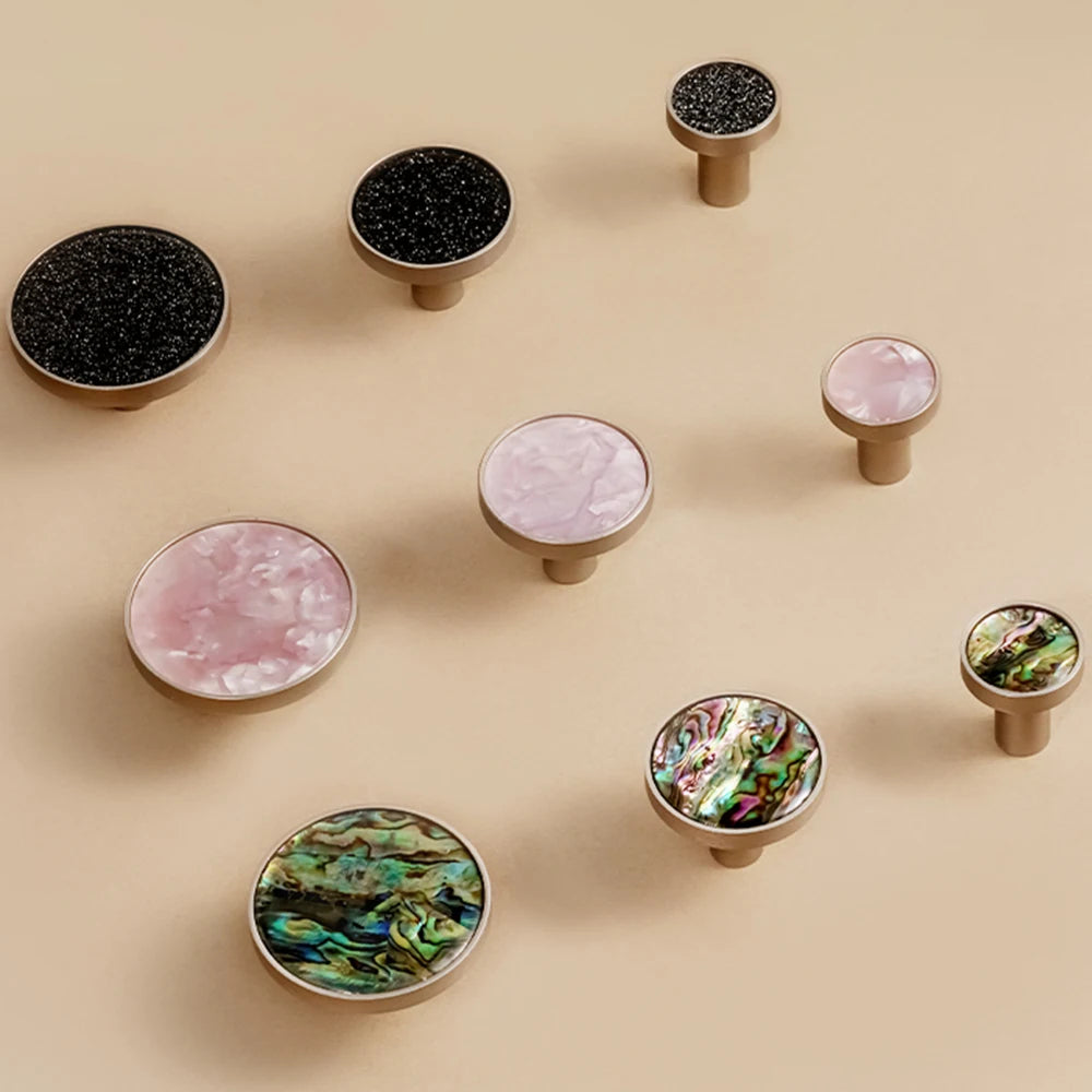 Dooroom Brass Furniture Handles Shell Simple Nordic Pastoral Wardrobe Dresser Knobs Cupboard Cabinet Drawer Round Colorful Pulls